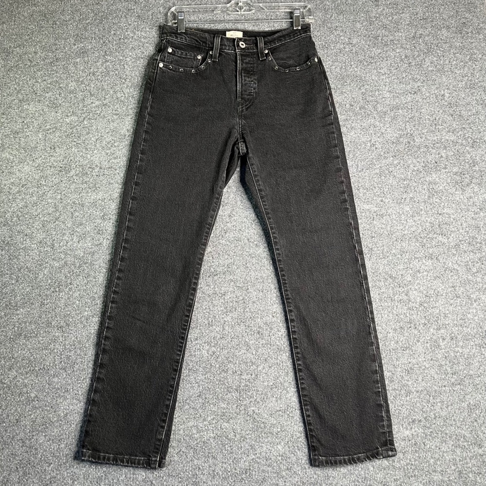 Levis 501 Original Womens Jeans Black Studded Rhinestone Straight Leg Button Fly